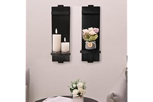 Yorkmills Sconces Set of 2, Rustic Home Decor, Farmhouse Wall Art Floating Candle Holder Shelf, Black Decorations for Living Room, Dining Room, Bedroom, Bathroom