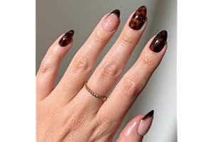 Glamnetic x GLAMZILLA Press On Nails - KILLAZILLA | Short Almond Tortoiseshell Fake Nails with French Tips, Salon Quality | 15 Sizes - 30 Nail Kit with Glue