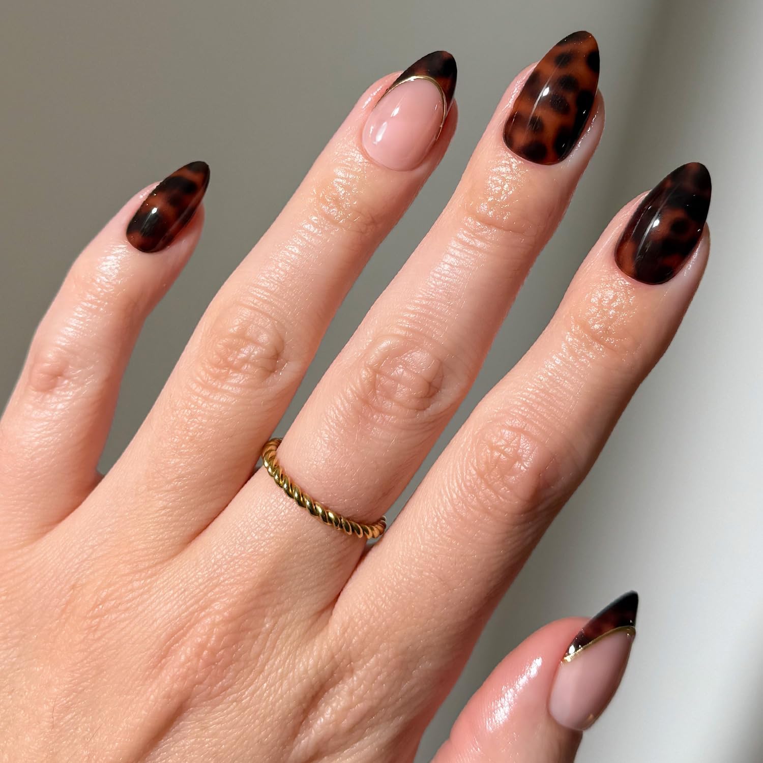 Photo 1 of Glamnetic x GLAMZILLA Press On Nails - KILLAZILLA | Short Almond Tortoiseshell Fake Nails with French Tips, Salon Quality | 15 Sizes - 30 Nail Kit with Glue