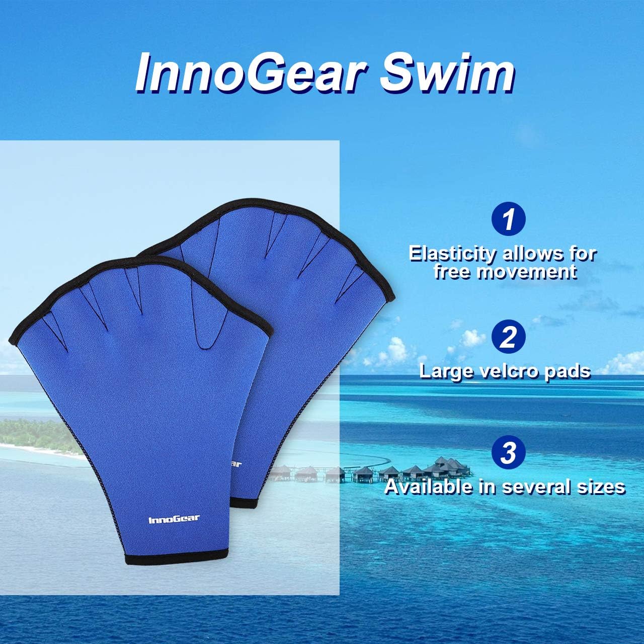 InnoGear Swim Gloves Aquatic Fitness Water Resistance Training Aqua Fit Webbed Gloves, Pack of 2 : Sports & Outdoors
