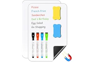 LOCONHA 2PCS Small Magnetic Dry Erase Board Sheet for Refrigerator, Fridge Whiteboard for Kitchen, 12"x8" White Board Organizer and Planner with Stain Resistant Technology, Include 2 Eraser, 4 Markers