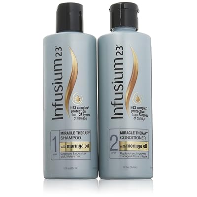 Infusium 23 Miracle Therapy Shampoo and Conditioner Set (Step 1 and Step 2) - i-23 Complex Protection From 23 Types of Damage - Net Wt. 12 FL OZ