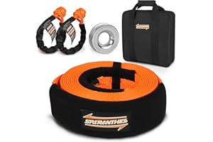 ZOSTERA Heavy Duty Recovery Tow Strap Rope Snatch Strap 3 in x 20 ft, 35000 lbs with Synthetic Soft Shackle Snatch Recovery Ring with Carry Bag