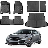 Jdeymat for 2022-2025 2026 Honda Civic Hatchback Floor Mats Cargo Liner and Rear Backrest Mats Civic Hatchback Accessories（only fit Hatchback） (Floor Mats+Cargo Liner+Backrest Mats)