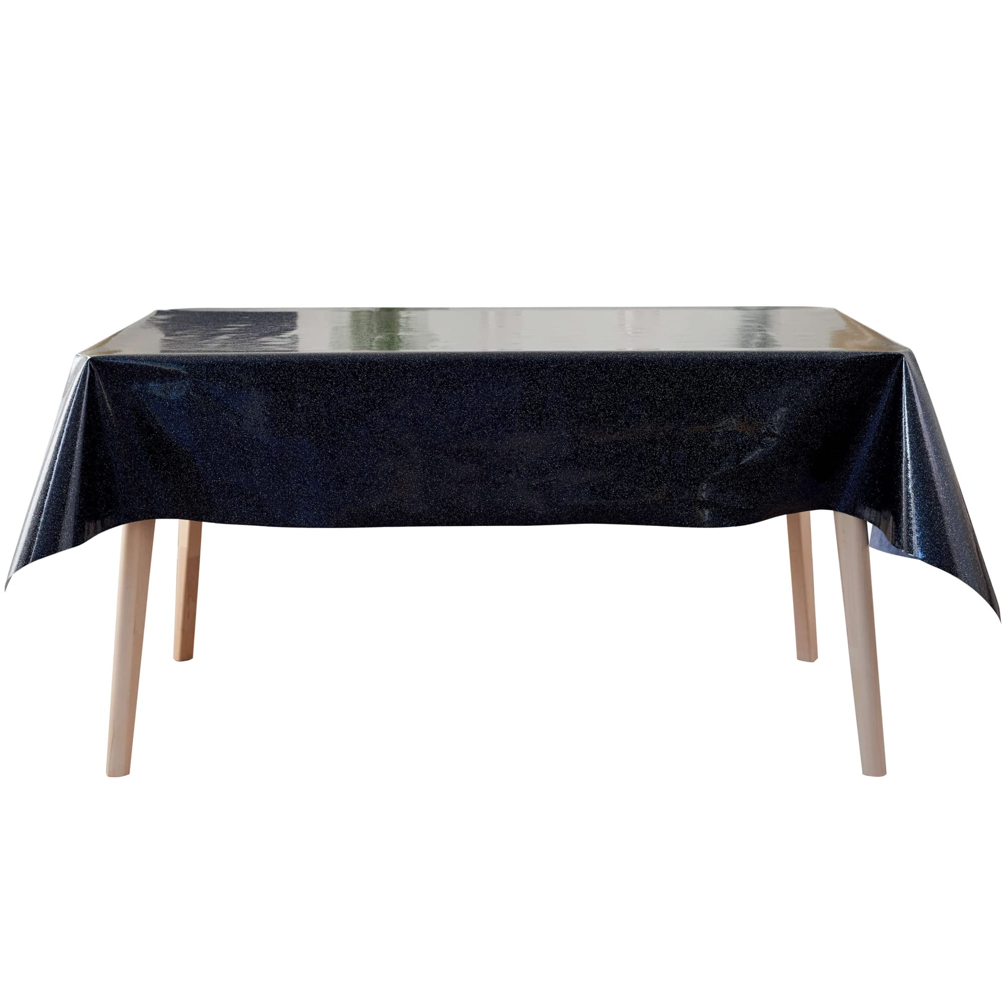 Wipe Clean PVC Vinyl Tablecloth Black Glittery Glitter Sparkle 140cm (55") Round
