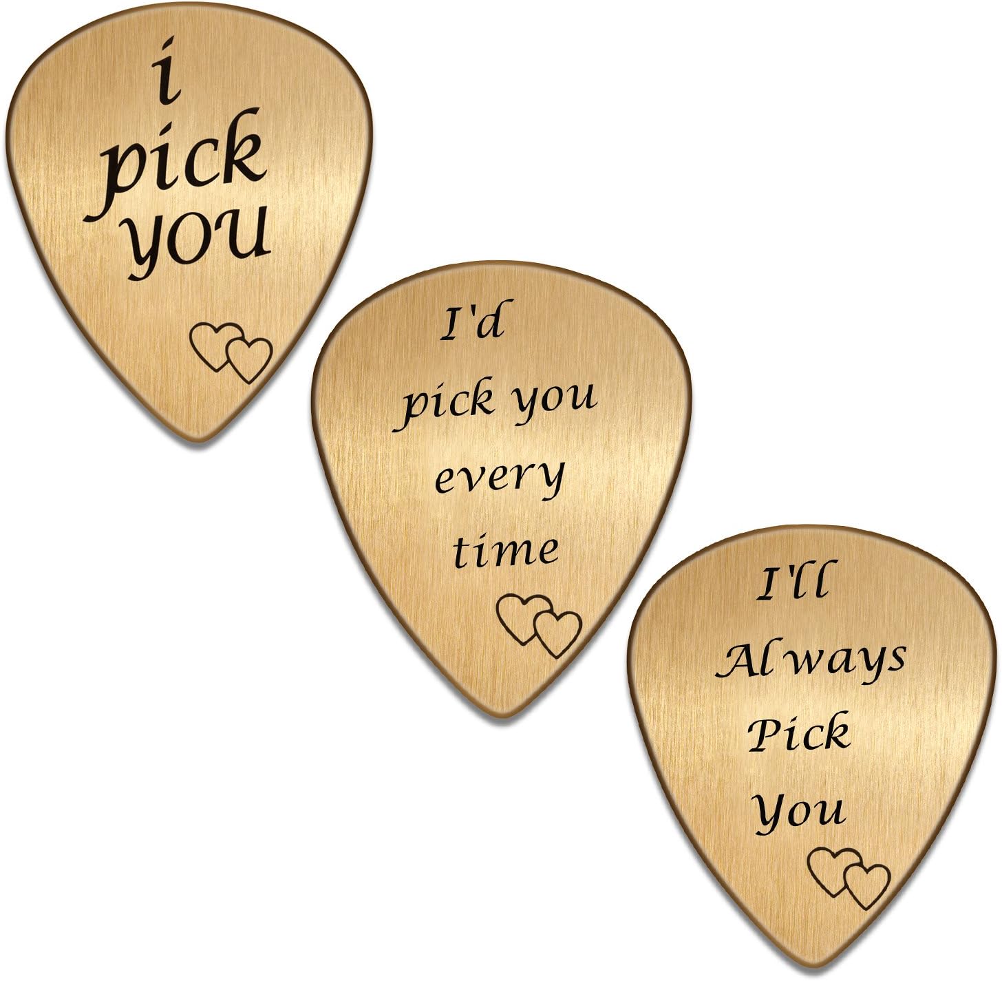 Memories Coding Stainless Steel Guitar Picks With Engraved Message ‘I’d Pick You