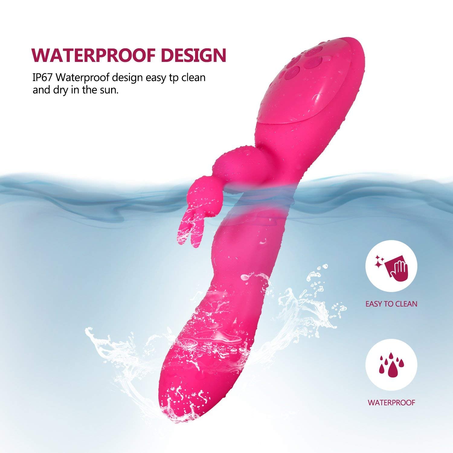 Cocoapa Rabbit Vibrator Rechargeable Waterproof Massager Handheld Electric Massagers Medical Silicone Wireless Dildo Vibrator G-spot Vibrator for Women (Pink)
