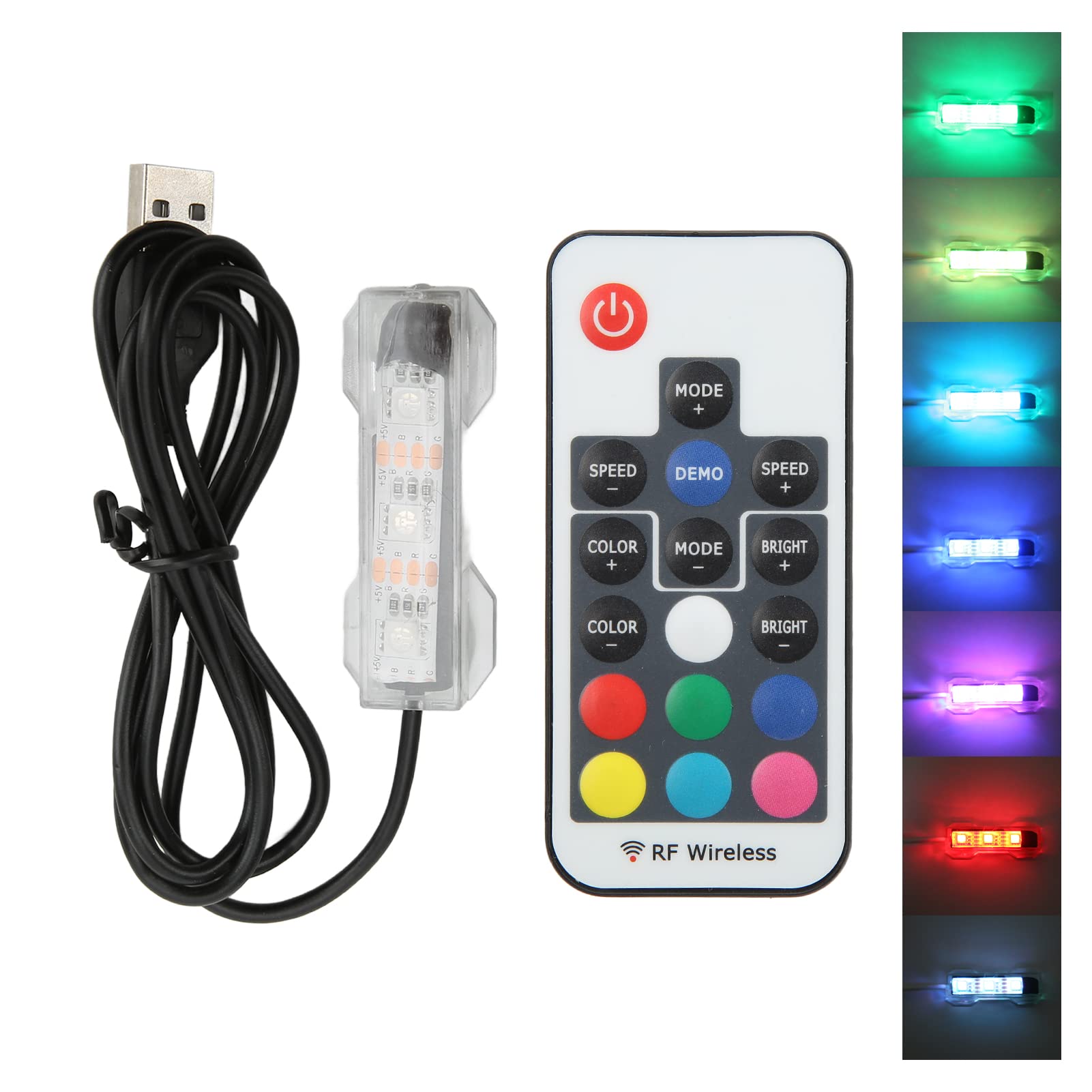 Focket LED Aquarium Light, 7 Colors LED Light Fish Light with Remote Control, Adjustable Brightness, USB Interface, Underwater Light for Aquatic Coral Plants, Freshwater Fish (Second generation