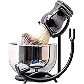 Grandslam Shaving Brush and Bowl Kit for Men, 3 in 1 Shaving Brush Set, Stainless Steel Shaving Bowl and Stand, Shaving Kit for Men