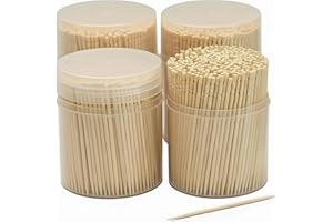 HAPPY HIPPO Traditional Wooden Toothpicks Made from Bamboo, Bulk Pack (2,000)