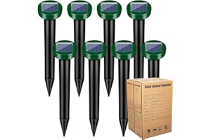 JAHY2TECH 2025 Upgraded Ultrasonic Solar Mole Repellent Stakes, Waterproof Solar Animal Repellent Outdoor Groundhog Gopher Squirrel Vole Armadillo Rodent Repellent Racoon Sonic Mole Deterrent Spikes(8Pack)
