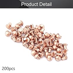 MroMax 200Pcs M2.5 Round Head Copper Solid Rivets