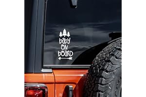 VOOL Baby on Board Arrow Trees Decal Vinyl Sticker Auto Car Truck Wall Laptop | White| 3" x 6.5"