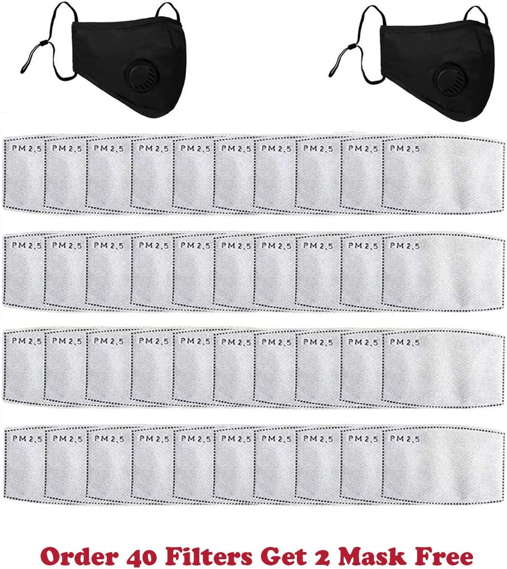 PM2.5 Activated Carbon Filter, Replaceable Anti Haze Filter Paper Anti Pollution Washable Cotton for Adult (40)