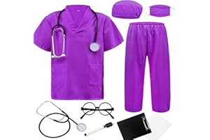 ZZIHAN Doctor Scrubs Set,Doctor Kit for Kids,Doctor Costume With Pretend Play Playset for Kids 3-12Years