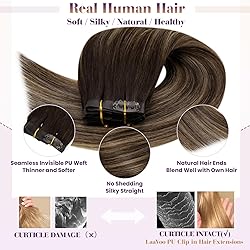 LaaVoo Clip in Hair Extensions Real Human Hair