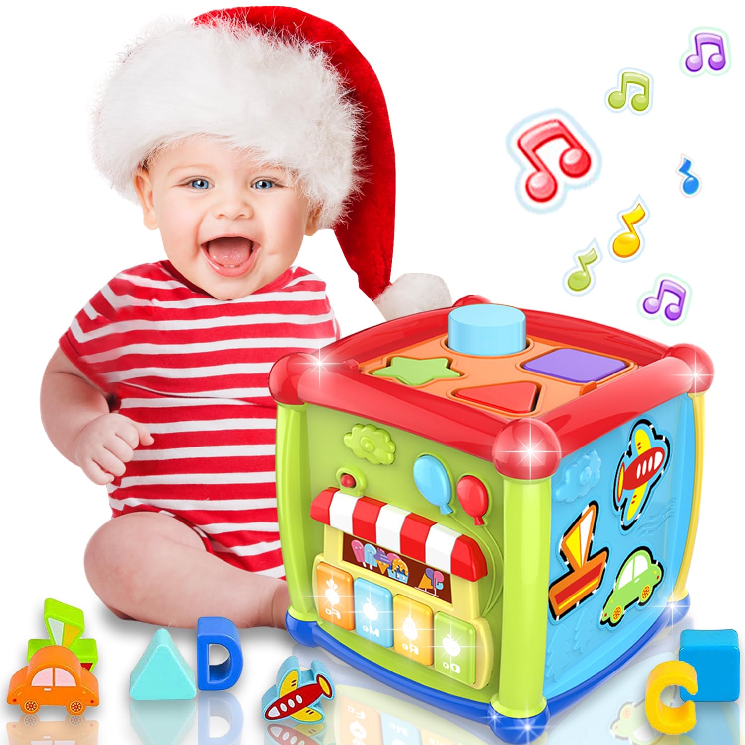 Gzolxkwin Activity Cube Baby Toys,6-in-1 Early Educational Music Light Up Piano Baby Toys for 6 12 18 Months,1 Year Old Baby Toys Play Center,Montessori Toys for 1 2 3 Years Old Boys Girls