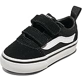Vans Toddler Ward V Sneaker, (Suede/Canvas) Black/White, 3