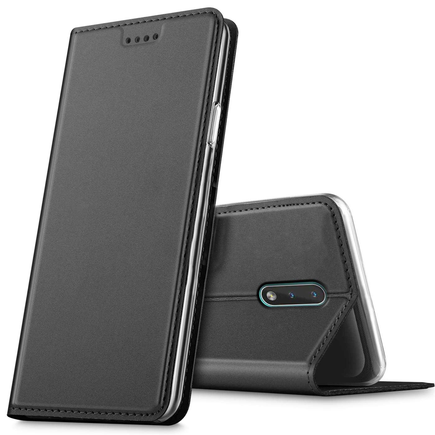 Verco Case compatible with Nokia 2.3, Flip Wallet Cover with Magnetic Closure for Nokia 2.3 Phone Case - black