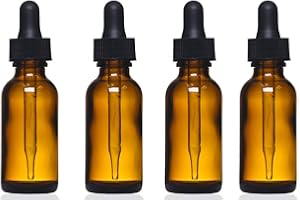 Manufacturer Direct Amber Glass Bottles with Eye Droppers (1 oz, 4 pk) for Essential Oils, Colognes & Perfumes (Blank Labels Included)