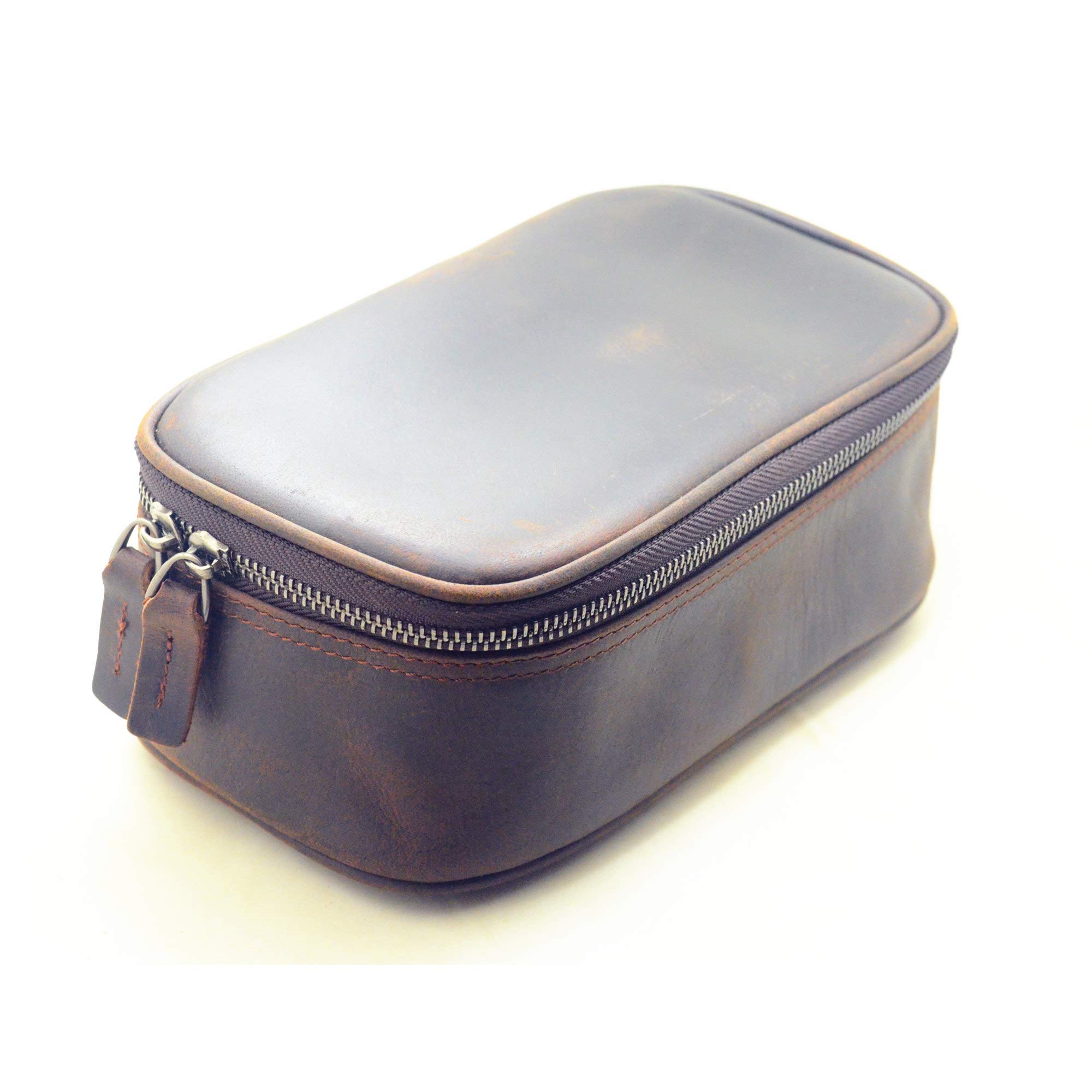 Leather Toiletry Bag for Men Handmade Vintage Mens Wash Kit is Small, Travel Toiletries Handcrafted Toiletry Bag