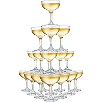 Peohud Set of 20 Plastic Cocktail Glasses, 5 Oz Unbreakable Acrylic Martini Glasses, Coupe Champagne Tower Glasses, Reusable