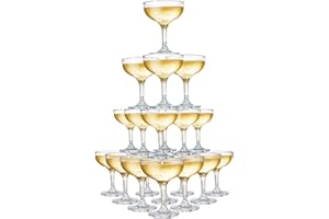 Peohud Set of 20 Plastic Cocktail Glasses, 5 Oz Unbreakable Acrylic Martini Glasses, Coupe Champagne Tower Glasses, Reusable 