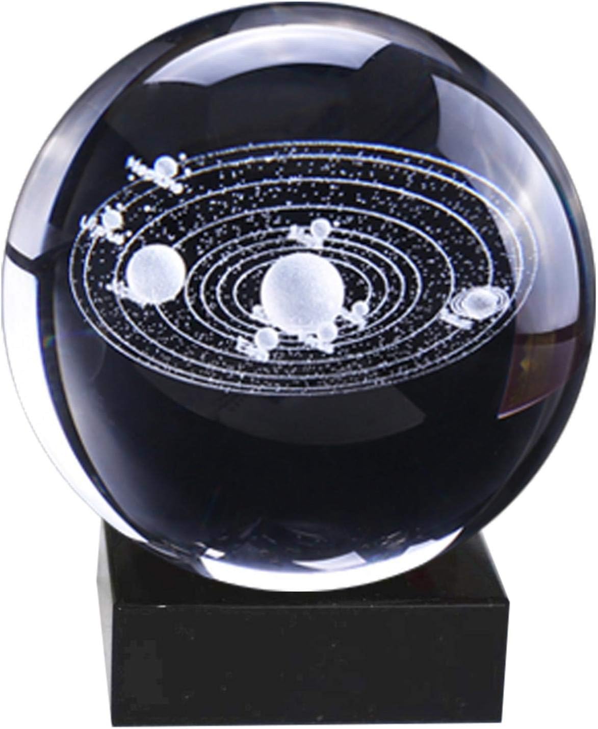 3D Solar System Crystal Ball with Stand Clear Educational Ball Cosmic Model Engraved