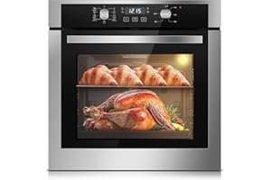 Zomagas Wall Ovens 24 Inch Electric 3220W,2.8 Cu.Ft Single Wall Oven with 3-Key Digital Control,for Precise Baking,360° Rotisserie, 9 Functions & Easy-Clean Enamel Cavity for restaurant, and home