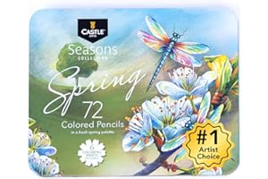 Castle Art Supplies 72 Spring Colored Pencil Set | Wax-Based, Soft Core Coloring Pencils for Expert Blending
