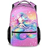 AIOMXZZ Girl Backpack, Mermaid Backpacks for Kids, 17" Toddler Bookbag for Preschool Kindergarte Elementary, Back to School Gifts Ideas