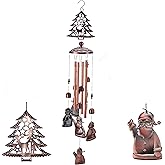 Mornajina Christmas Tree Wind Chime for Outside, Retro Wind Chimes Outdoor, Memorial Wind Chime Tubes with S Hook for Garden Patio Decorations (Santa Claus)