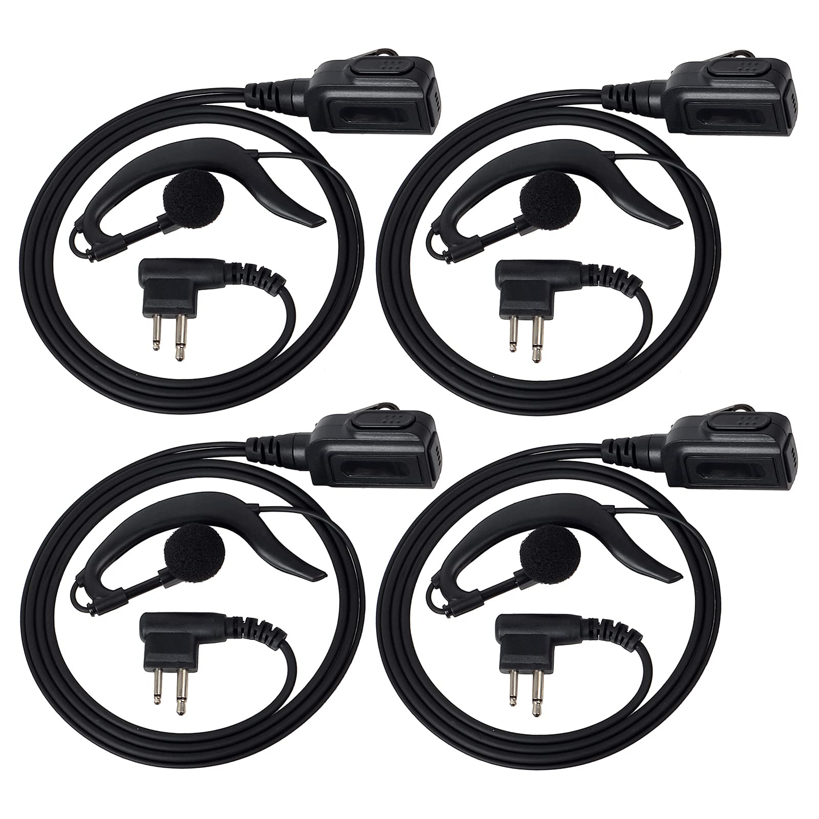 HYS Security Earpiece with Mic G-Shape Bodyguard Headset Compatible with Motorola DP1400 CP040 GP88 GP300 Walkie Talkie(4 Pack)