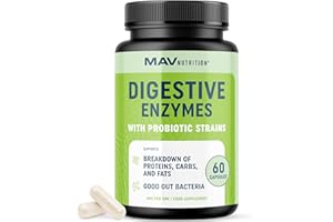 MAV NUTRITION Digestive Enzymes with Probiotics | Bloating Relief & Digestive Health for Women & Men | 400MG Enzyme Blend with Probiotic Strains for Digestion & Gut Health | Vegetarian, 3rd-Party Tested (60 ct.)