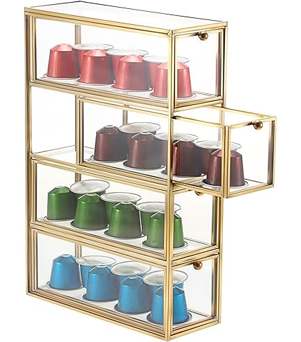 HFHOME 64 Tassimo Pods Holder,Tempered Glass Coffee Pod Storage  Drawer,Bosch Tassimo Coffee