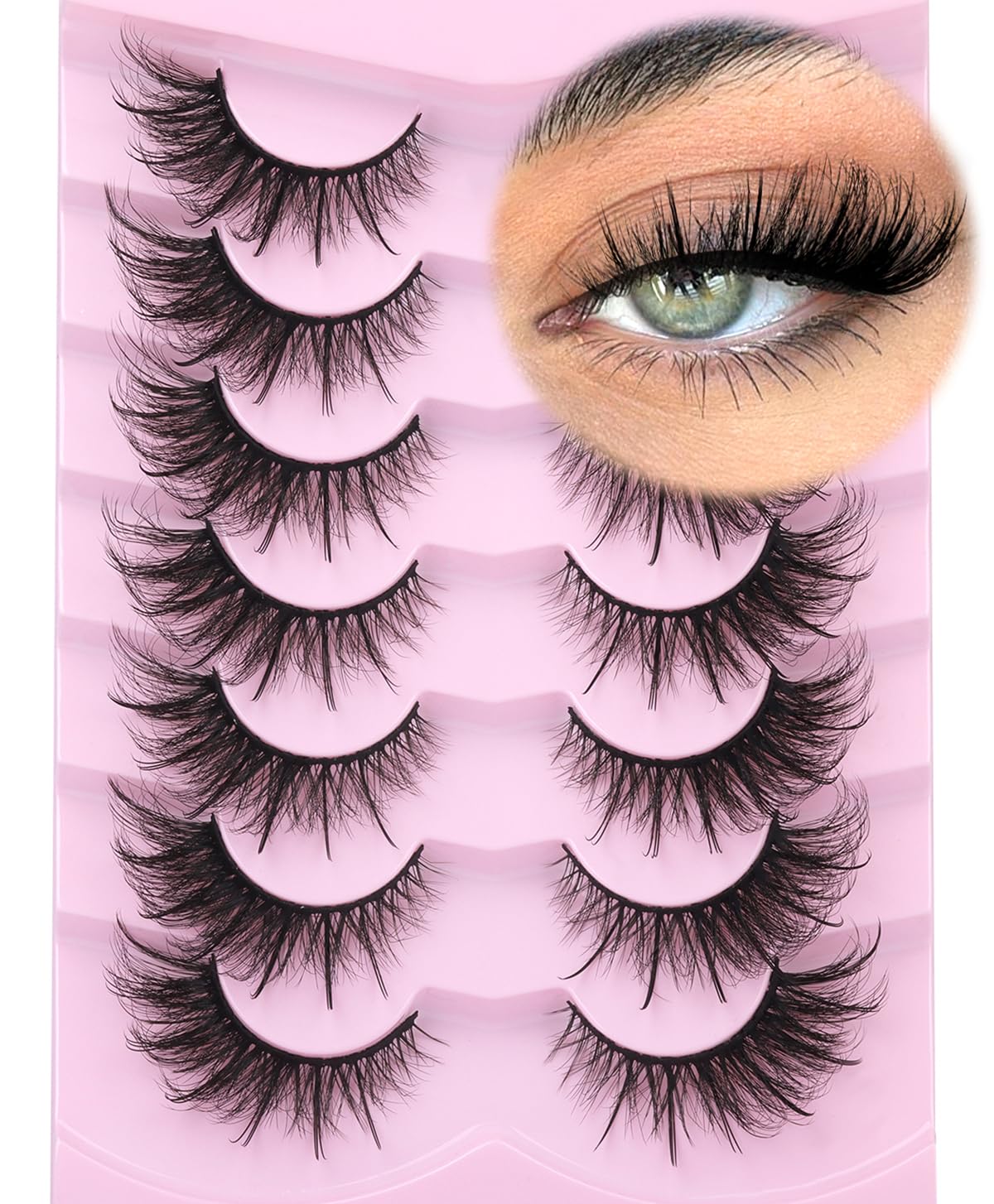 Fox Eye Wispy Faux Mink Lashes - Fluffy Fairy Cat Eye Lashes That Look Like Extensions - Spiky Fake Eyelashes - Natural Look