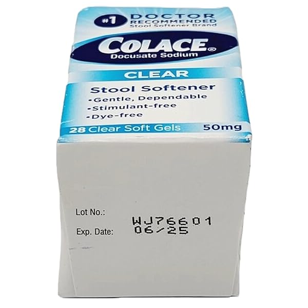 COLACE CLEAR DOCUSATE SODIUM STOOL SOFTENER 50MG, 28 COUNT PER BOX (4 PACK)