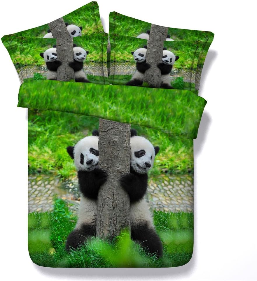 Newrara Queen Size 100% Cotton 4-pieces 3d Panda Snow Prints Duvet Cover Set/bed Linens/bed Sheet Sets/bedclothes/bedding Sets/bed Sets/bed Covers
