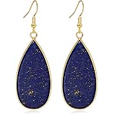 Wovanoo Natural Stone Earrings for Women Teardrop Dangle Earrings Crystal Statement Waterdrop Earring