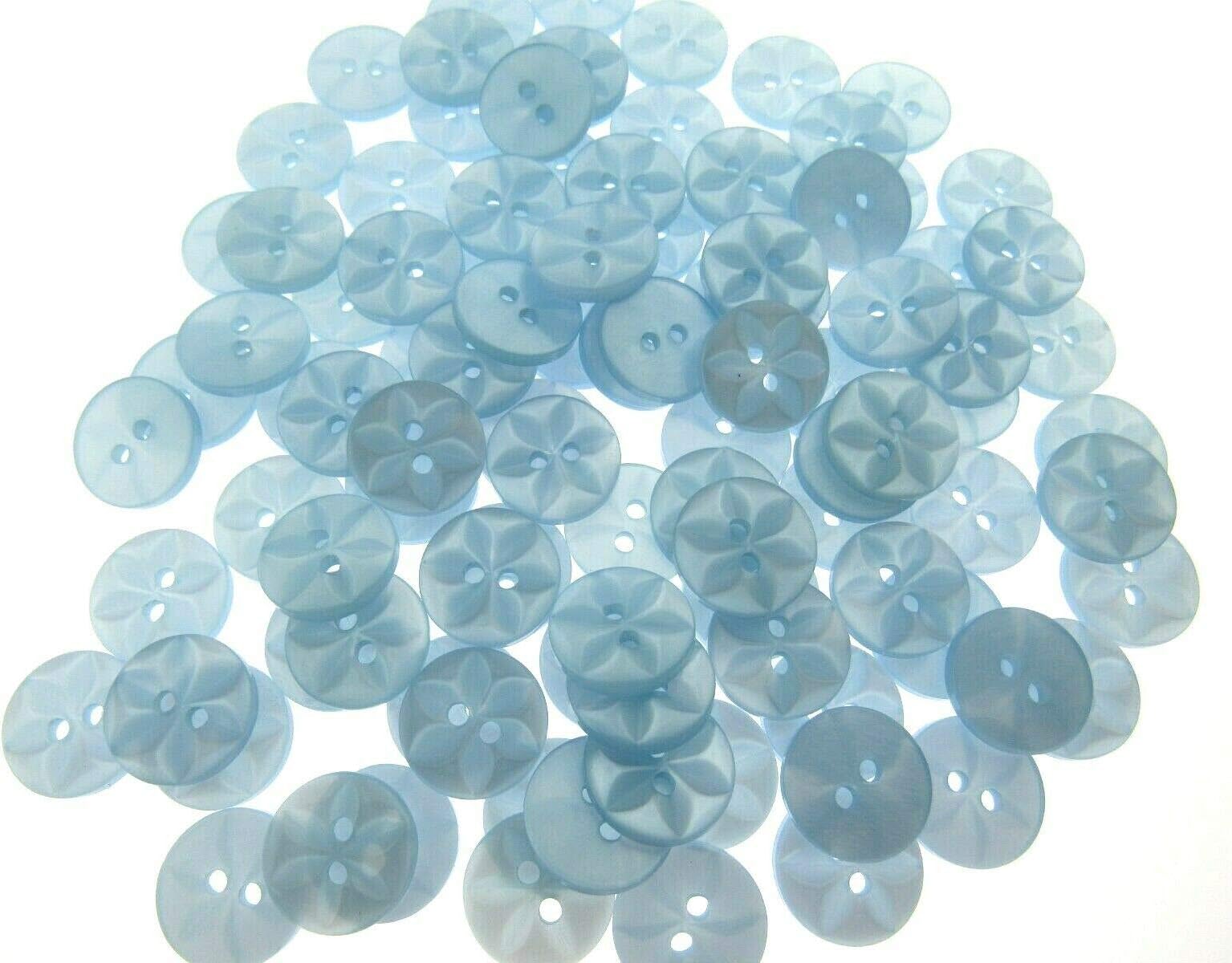 14mm Plastic Round Baby Star Buttons Light Blue - Pack of 100 Buttons