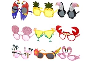 Treasure Cove Tropical Sunglasses Funny Hawaiian Luau Party Glasses for Summer Beach Party Favors 9Pcs