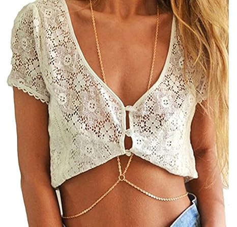 Cdet Damen Halskette Charme Mode Gold Kreuz Bauch Kette/Körper-Kette Strand-köperkette Ornamente Legierung Halskette Valentinstag Muttertag Geburtstag Geschenk Hals Anhänger Bikini Chain Body Chain