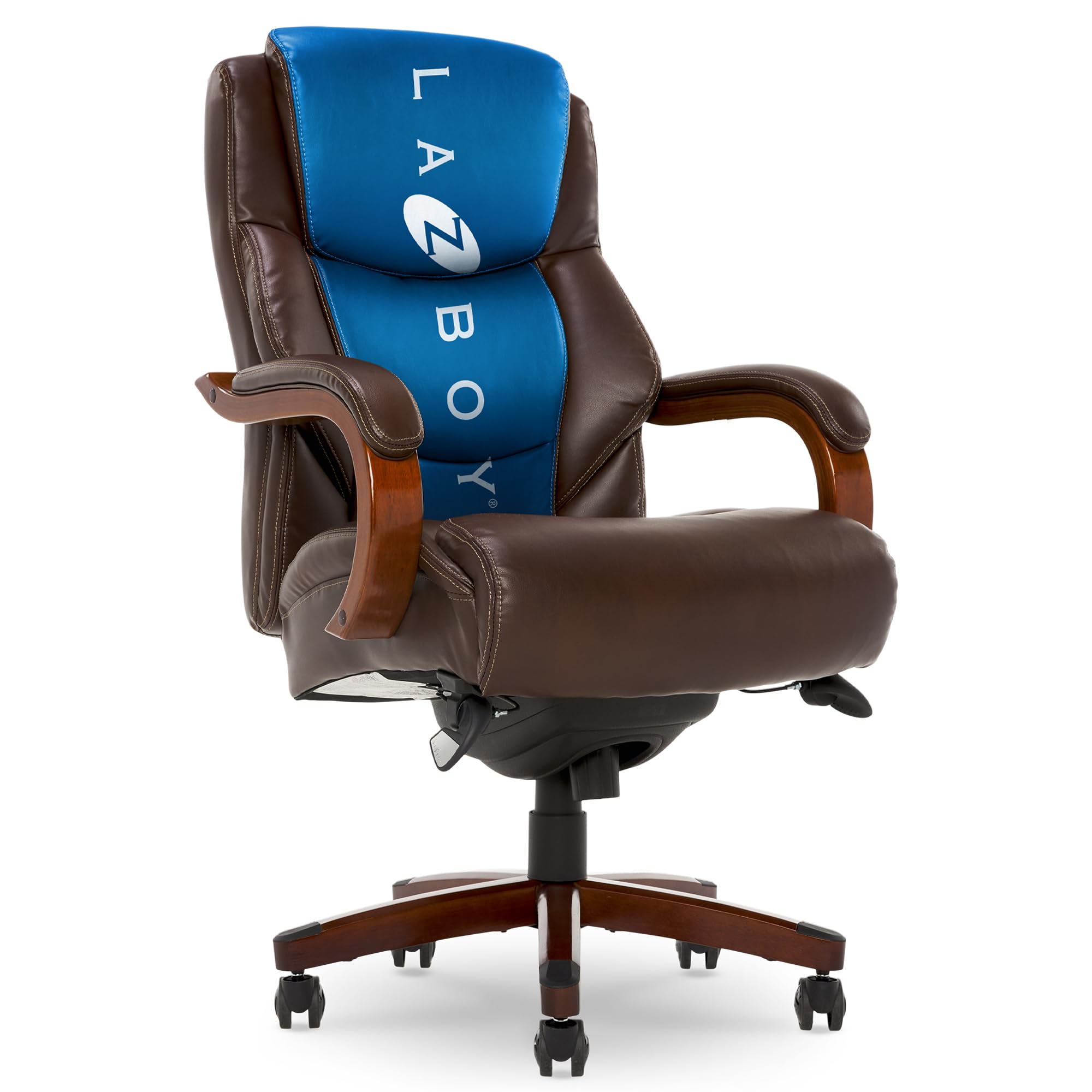 Photo 1 of La-Z-Boy Delano Big & Tall Executive Office Chair, High Back Ergonomic Lumbar Support, Bonded Leather, Brown