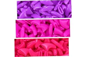 zetpo 60 pcs Cat Nail Caps | Cat Claw Covers | with Adhesives and Applicators (M, Purple, Rose, Bright Pink)