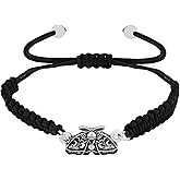 Sacina Butterfly Luna Moth Strand Black Braided Bracelet, Gothic Emo Bracelet, Grunge Christmas Jewelry Gift for Women