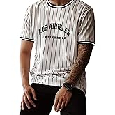 SOLY HUX Men's Striped Letter Graphic Tees Short Sleeve Round Neck T Shirt Top