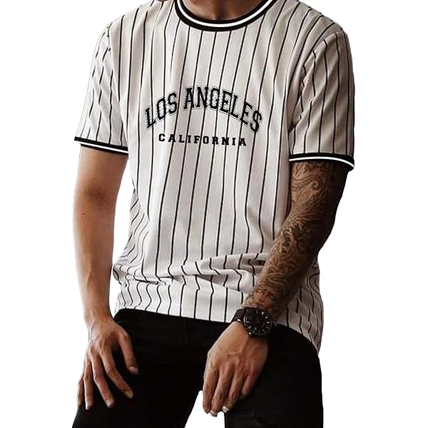 VEDUSA Men's Graphic T-Shirt - Short Sleeve Crisp Cotton Top For Casual & Travel