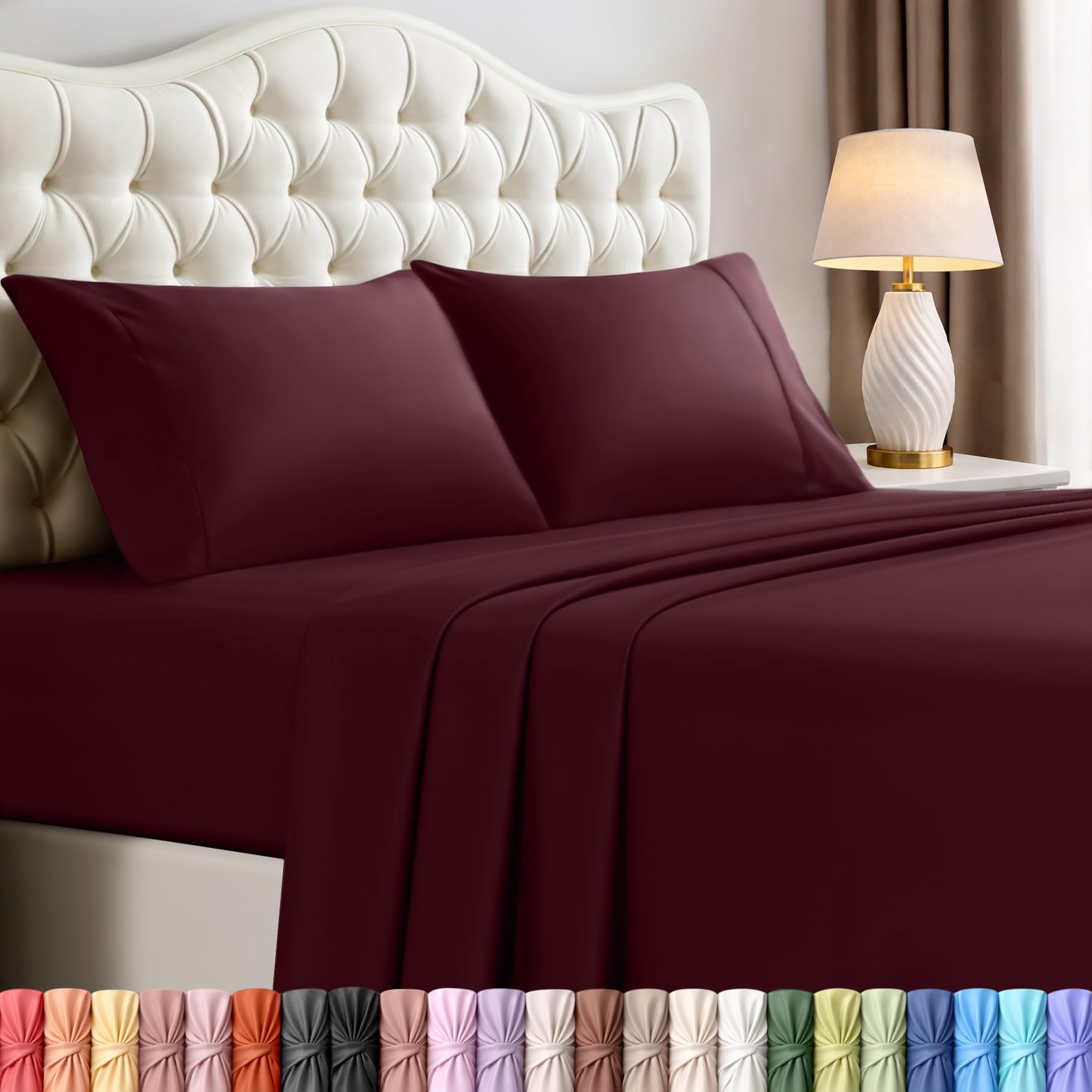 Utopia Bedding California King Bed Sheets Set - 4 Piece Bedding - Brushed Microfiber - Shrinkage and Fade Resistant - Easy Care (California King, Burgundy)