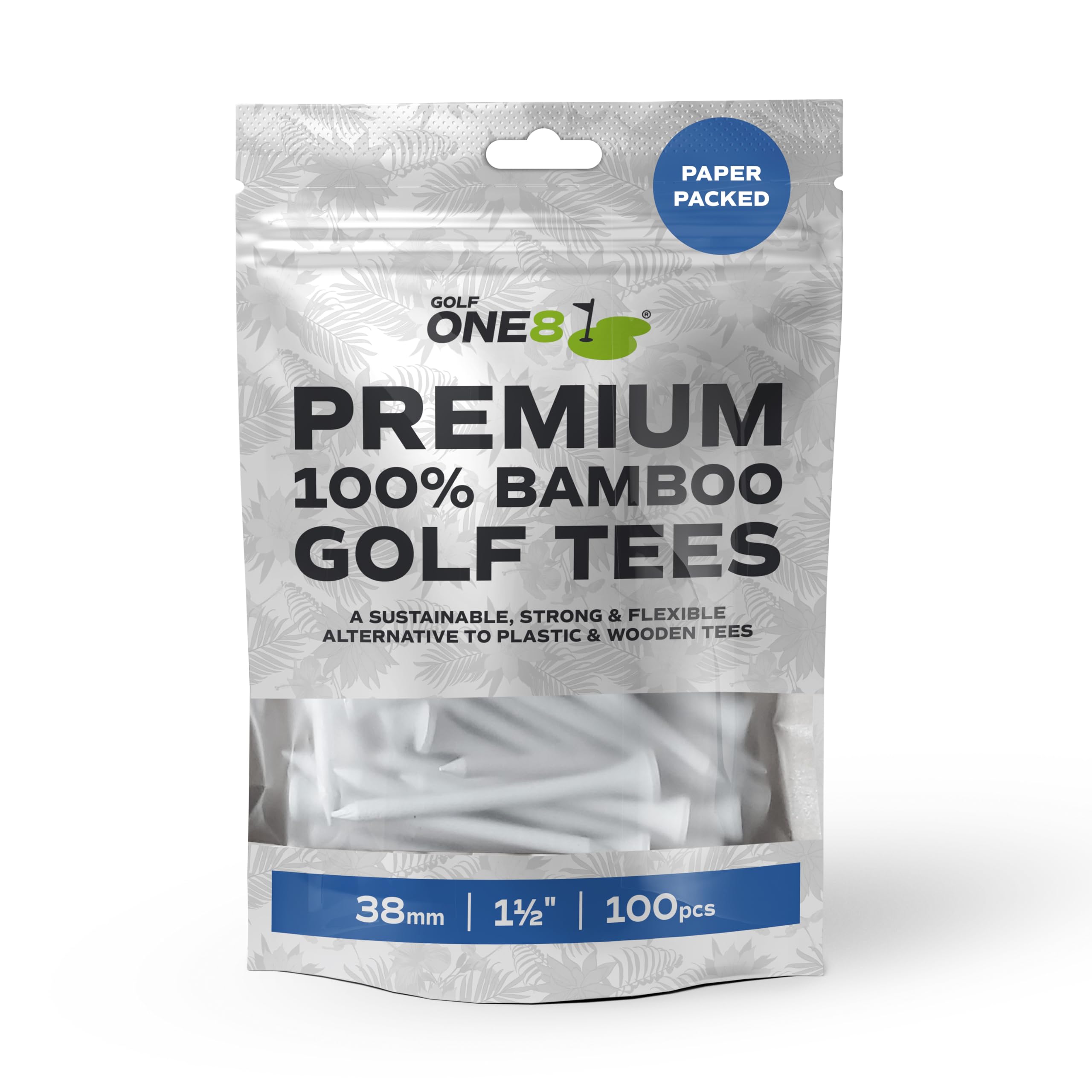 GOLF ONE8 Unisex 1 1/2" Inch - 38mm, Grey, Pack Of 100 EU