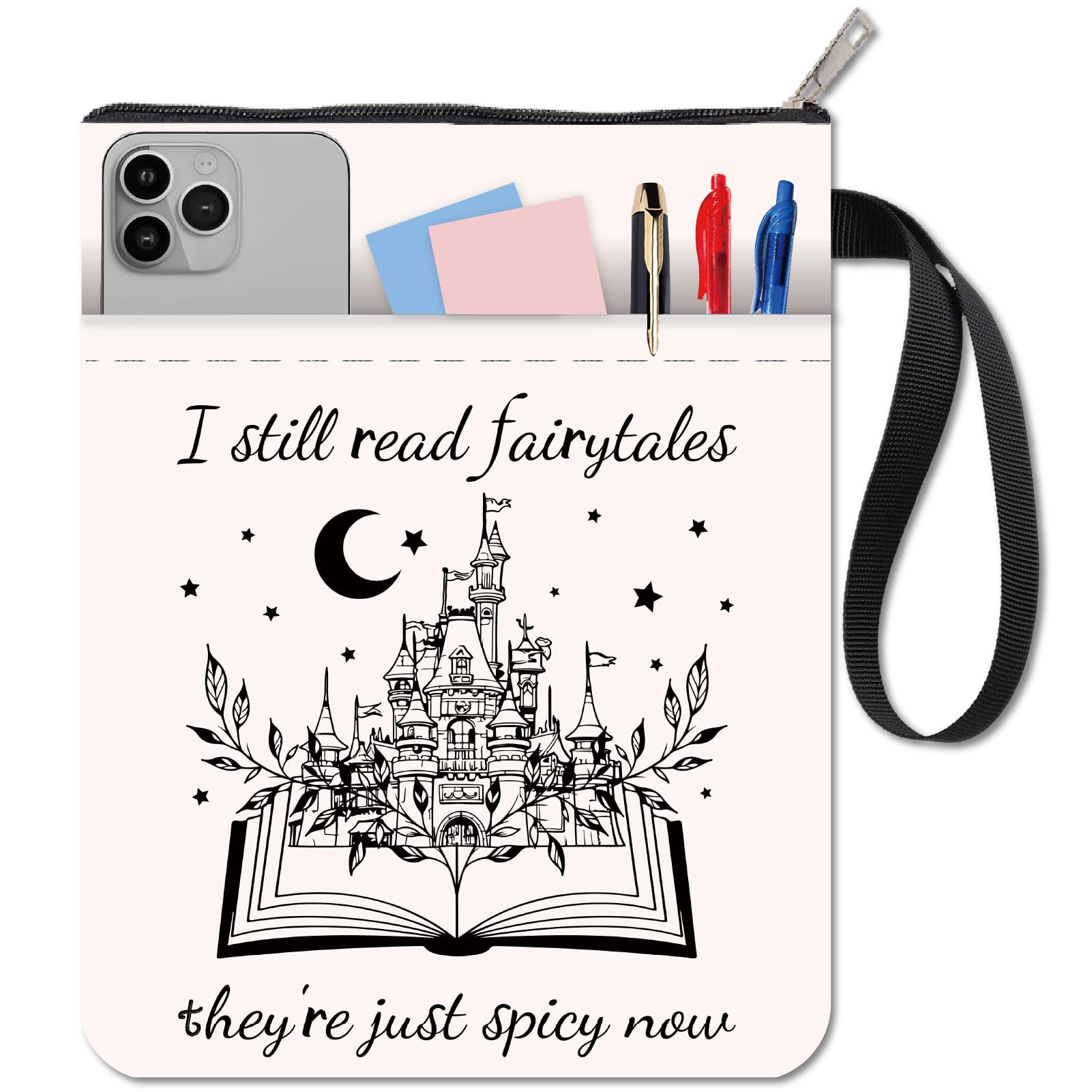 CRASPIRE Castle Book Sleeve Stars Book Covers Words White Book Protector for Paperbacks Washable Fabric Cloth Book Cover with Zipper and Extra Sleeve Pocket for Book Lovers Classmate Gifts
